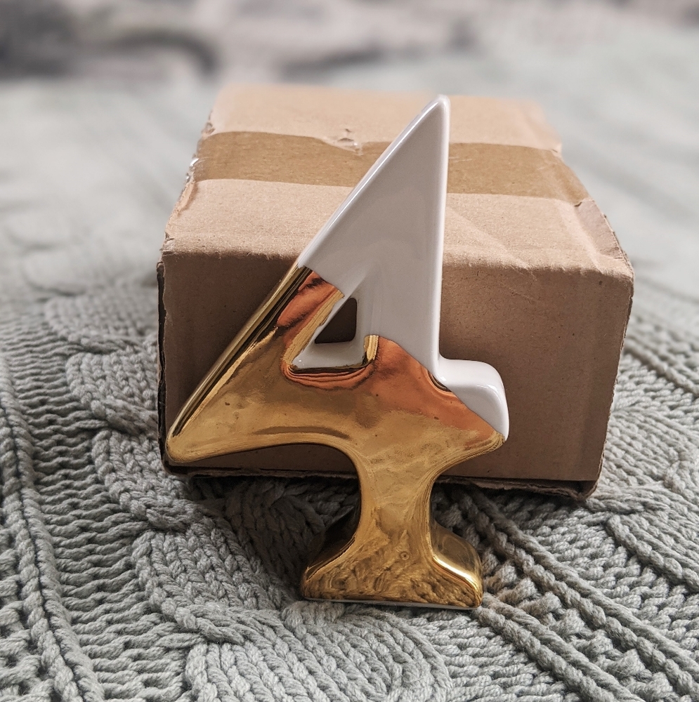 Gold dipped ceramic '4' - perfect for birthday or anniversary photos
